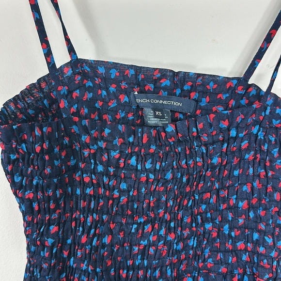 French Connection Blue Ditsy Leaf Nocturnal Maxi Swim Coverup Beach Dress XS - Picture 4 of 9